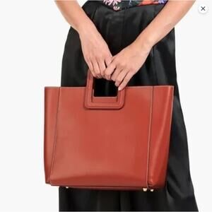 Staud Shirley Cognac Leather Tote with Pouch & Strap